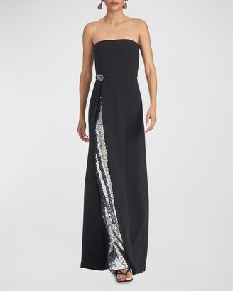 Ivy Strapless Sequin & Crystal Embellished Gown