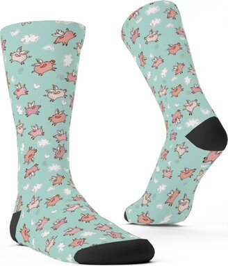 Socks: When Pigs Fly - Multicolor Custom Socks, Green