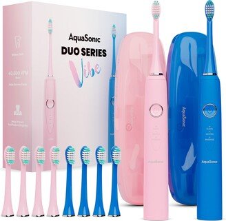 AQUASONIC Vibe Duo Ultra Whitening Wireless Charging Electric Toothbrushes Set