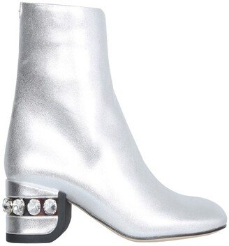 Round Toe Crystal-Embellished Ankle Boots