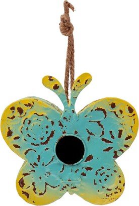 Contemporary Home Living 9.25 Blue and Yellow Butterfly Hanging Birdhouse