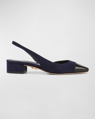 Cecile Mixed Leather Slingback Ballerina Flats