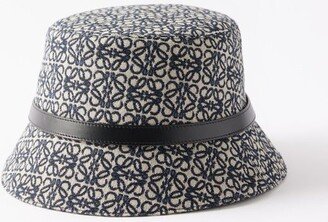 Anagram-jacquard Leather-trim Bucket Hat