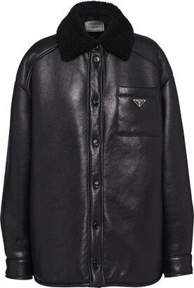 Shearling Collar Button-Up Jacket