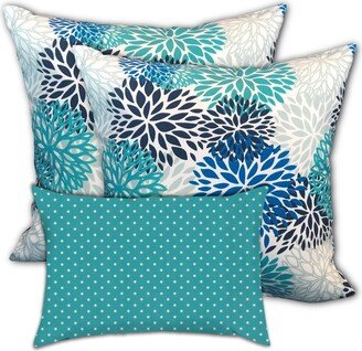 Joita Home Turquoise Waters Indoor/Outdoor, Zippered Pillow Cover, Set of 3 Pillow