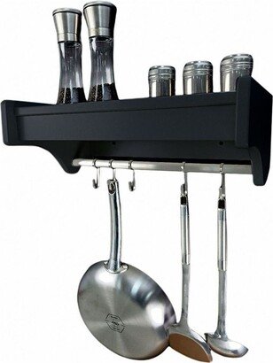 POW Furniture Morn Kitchen Wall Shelf with Steel Hanging Rack & Hooks