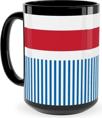 Mugs: American Flag - Red, White And Royal Blue Ceramic Mug, Black, 15Oz, Blue