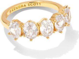 Cailin Gold Crystal Band Ring in White Crystal