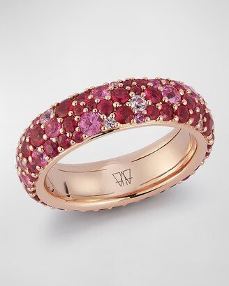 Walters Faith 18K Rose Gold 5.5mm Band Ring with Pink Sapphires, Size 5.5