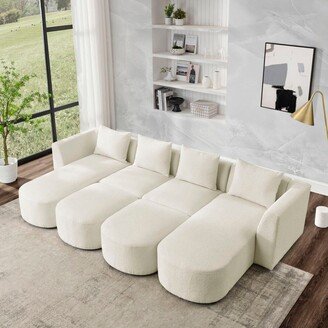 YC U Shape Sectional Sofa including Two Single Seat, Two Chaises and Two Ottomans DIY Combination