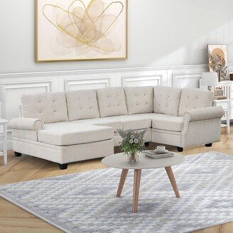 Goohome 120 Sectional Couch with Chaise Lounge for Living Room