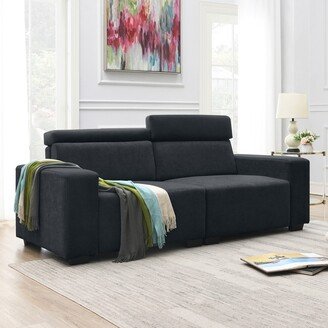 Sunmory 2-Seater Sectional Sofa Velvet Loveseat withAdjustable Headrest