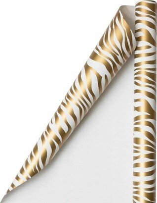 25 sqft JAM Paper & Envelope Zebra Print Gift Roll Wrap Gold
