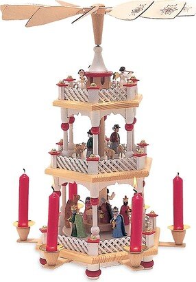 Alexander Taron Richard Glaesser 3-Tier Nativity Scene Wood Pyramid Statue