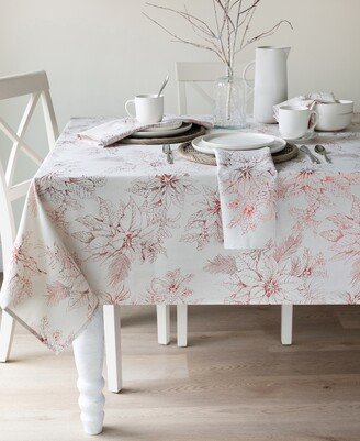 Benson Mills Glistening Poinsettias Metallic-Print Tablecloth, 60