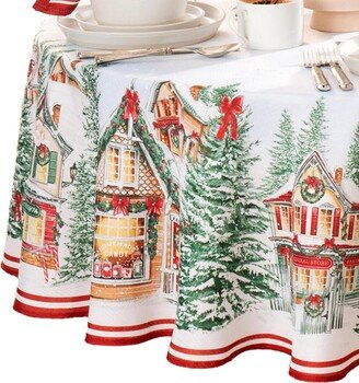 Storybook Christmas Village Holiday Tablecloth, 70