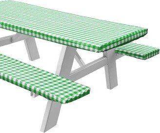 Picnic Tablecover With Bench Covers -Fitted With Elastic, Vinyl With Flannel Back, Fits For Table 30