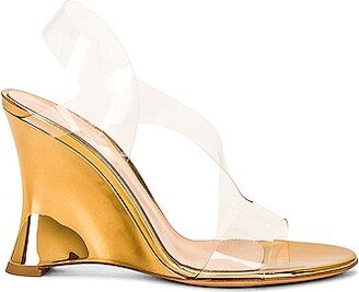 Glass Wedge Sandal in Metallic Gold