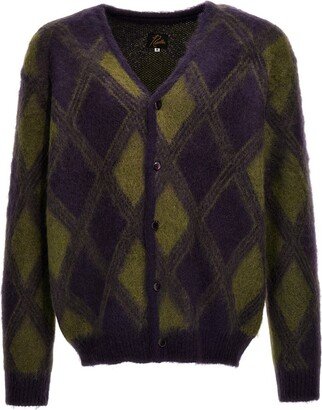 Diamond-shaped mohair cardigan