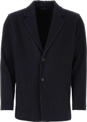 Single-Breasted Pleated Tailored Blazer