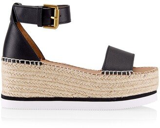 Glyn Leather Espadrille Wedge Sandals