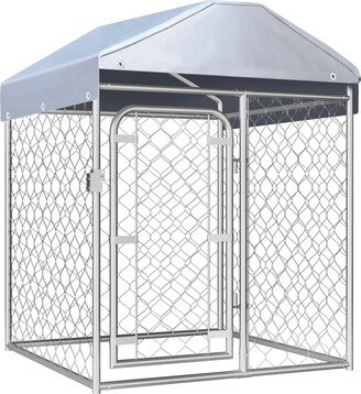 Outdoor Dog Kennel with Roof 39.4x39.4x49.2