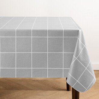 Windowpane Plaid Grid Printed Vinyl Indoor/Outdoor Tablecloth - Gray - 120x60