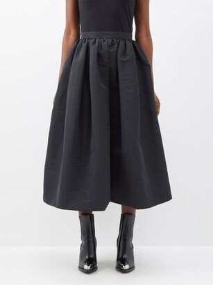 Pleated-waist Faille Midi Skirt