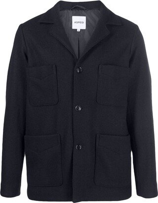Notched-Collar Wool Shirt Jacket