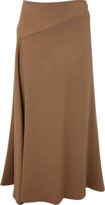 High-Waist Flared Midi Skirt-AA