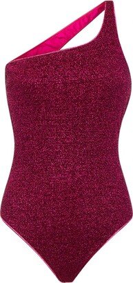 Glitter Effect One-Shoulder Swimsuit