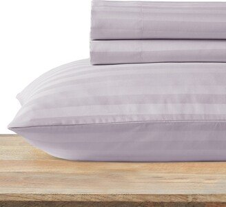 Luxury 500 Thread Count Striped Bed Sheets - Cotton Sateen Sheets Set, Soft, Breathable, Deep Pocket by Twin Xl - Lavender str