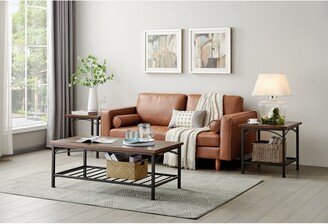 Calnod Coffee Table Set of 3pk for Living Room, Including 1 Coffee and 2 End Table Sets, 47.6Lx24Wx17.7H, 24Lx22Wx22H