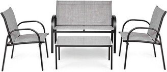 4 Pcs Patio Furniture Set Sofa Coffee Table Steel Frame Garden Deck