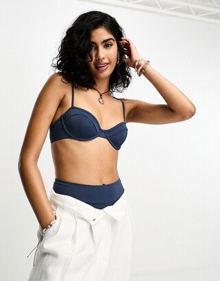 Blizz low wire bikini top in navy