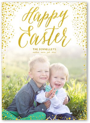 Easter Cards: Easter Confetti Easter Card, Yellow, Luxe Double-Thick Cardstock, Square