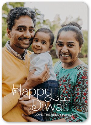 Diwali Cards: Simple Swirls Diwali Card, White, 5X7, Matte, Signature Smooth Cardstock, Rounded