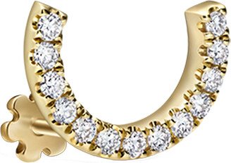 6.5mm Scallop Set Diamond Demi Eternity Thread Through Yellow Gold Single Earring