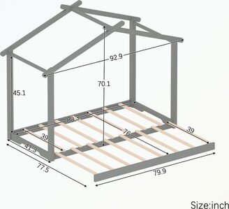 Twin XL/King Size House Platform Bed with Trundle-AA