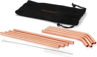 Handcrafted Accessories Set Of 8 100% Pure Copper Reusable Moscow Mule Straws For Home I Office | Environment Friendly With 2 Cleaning Brush