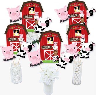 Big Dot Of Happiness Farm Animals - Baby Shower or Birthday Centerpiece Sticks - Table Toppers -15 Ct