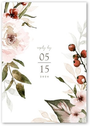 Rsvp Cards: Berry Accent Wedding Response Card, White, Matte, Signature Smooth Cardstock, Square