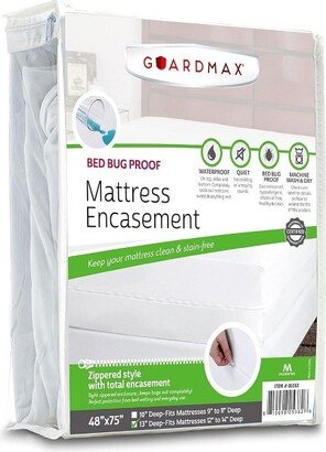 Guardmax Waterproof 48x75 Mattress Protector Encasement for Larger Mattressess with Zipper – White