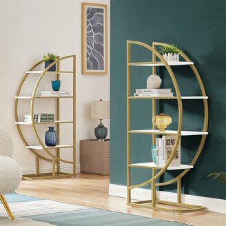 TONWIN 4 Tiers Round Shape Open Bookshelf