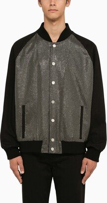 Black/silver cotton bomber jacket