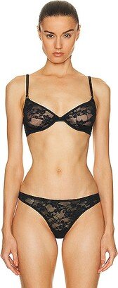 Le Stretch Multifit Lace Unlined Demi Bra in Black