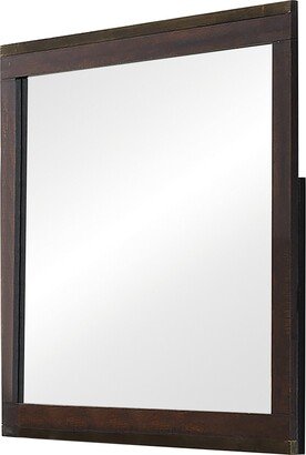 Wooden Frame Mirror with Mounting Hardware, Dark Brown