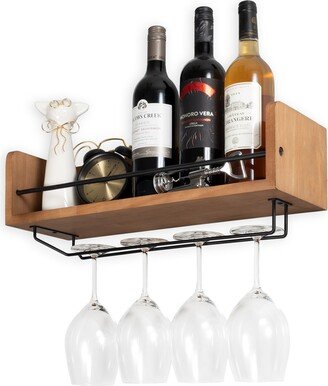 Rustic State William Wall Mount Wine & Stemware Rack Bar Organizer | Walnut