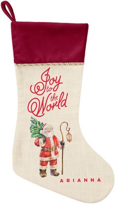Christmas Stockings: Vintage Santa Christmas Stocking, Red, Red