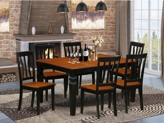 7 Pc Kitchen Table Set - a Kitchen Table and 6 Wood Kitchen Chairs - Black and Cherry Finish